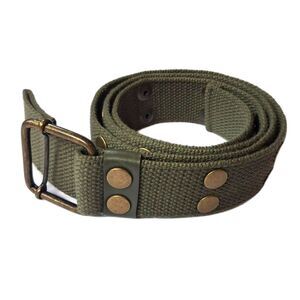 Olive Green Canvas Utility Web Belt Brass Buckle 1.5" Wide 46" Tactical Style